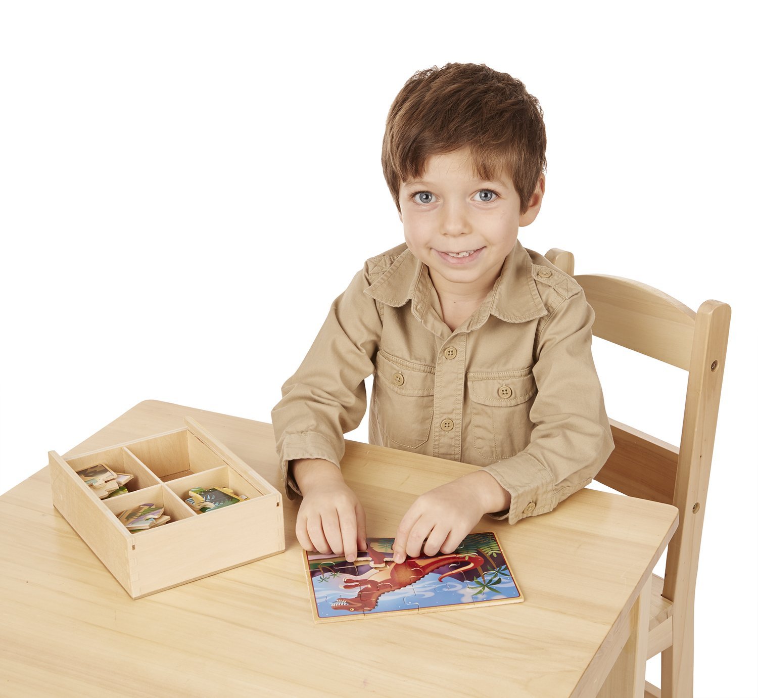 Melissa & Doug 4 x Twelve Piece Wooden Jigsaw Puzzles in a Box - Dinosaurs - Image 4