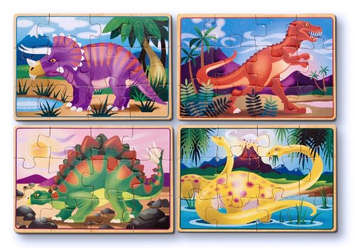 Melissa & Doug 4 x Twelve Piece Wooden Jigsaw Puzzles in a Box - Dinosaurs - Image 2