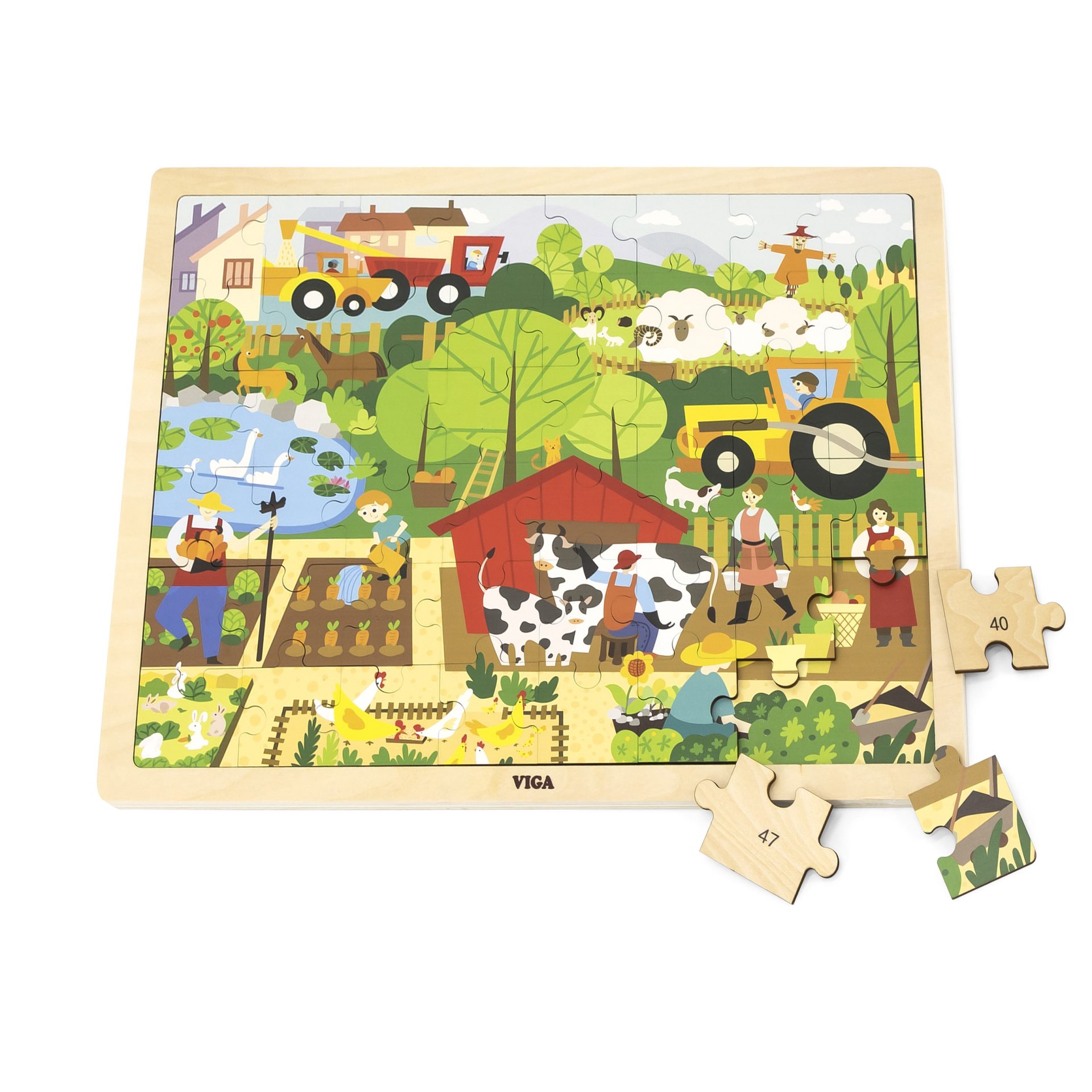 Viga Wooden Farm Puzzle - Large (48 Pieces) - Image 2