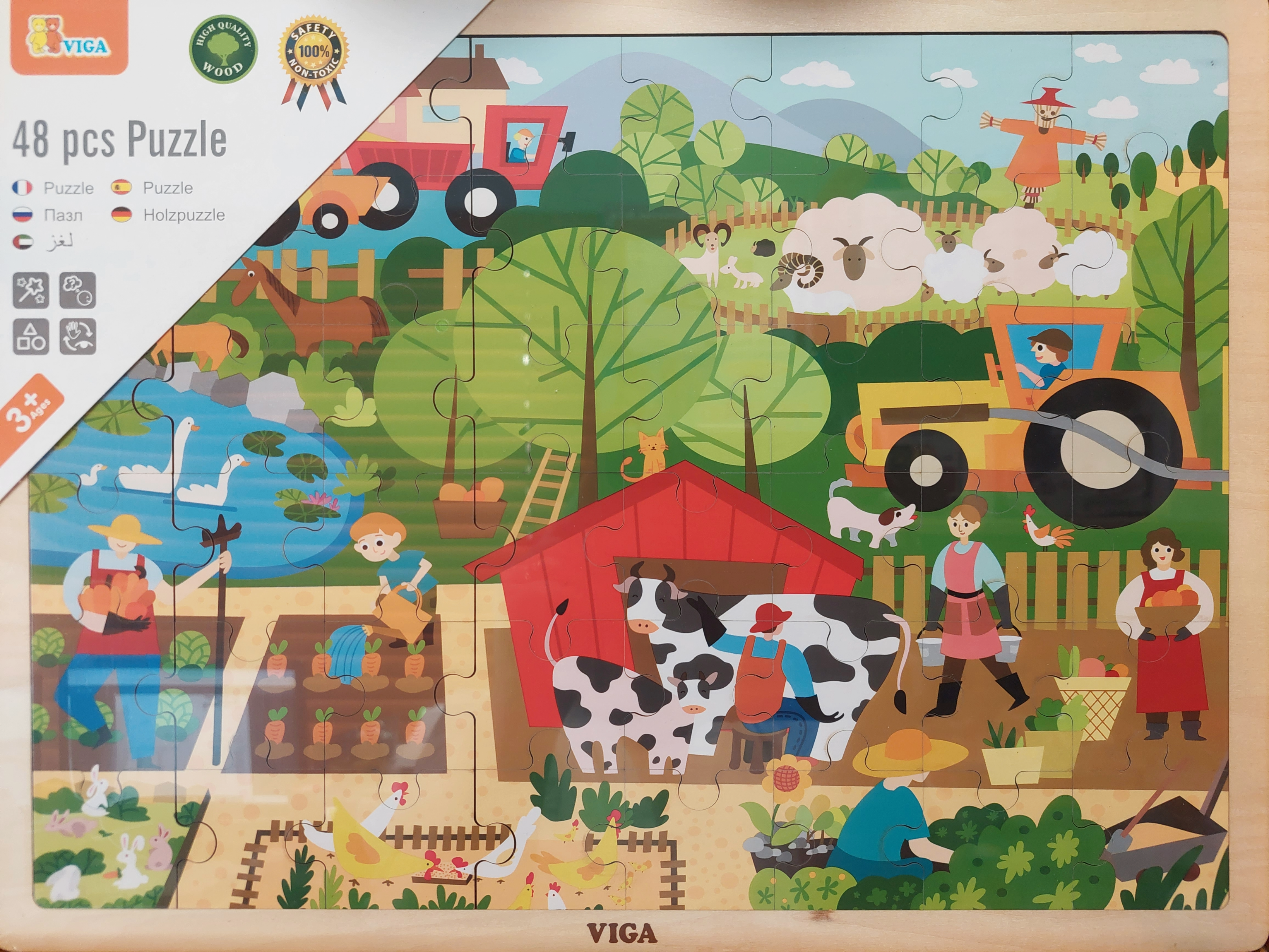 Viga Wooden Farm Puzzle - Large (48 Pieces)
