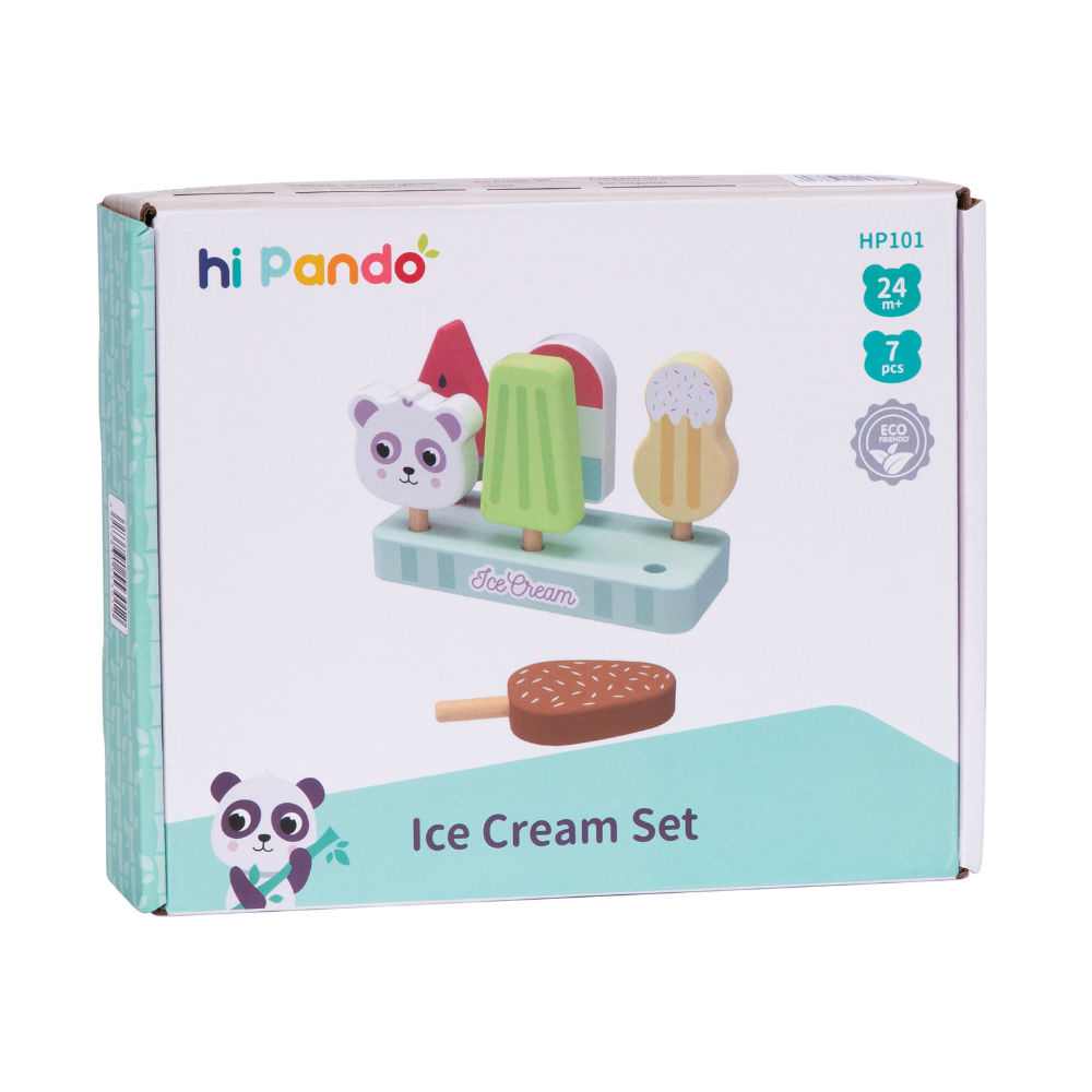 Hi Pando – Pretend & Play Wooden Ice Cream Set – 7pcs - Image 2