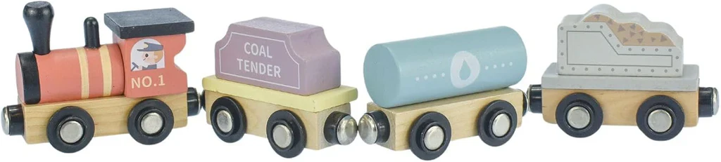 TookyToy Wooden Train Set – Pastel (13 Pieces) - Image 3
